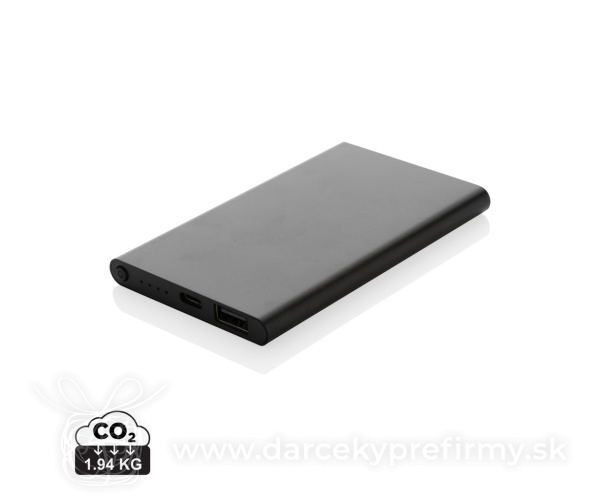 Powerbanka 4000mAh s USB C z RCS recykl. plastu a hliníka