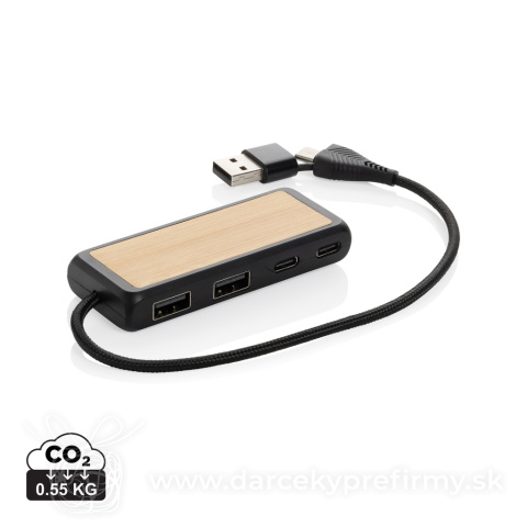 Obrázok produktu USB rozbočovač s duálnym vstupom Link z RCS plastu a bambusu