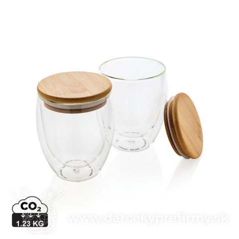 Obrázok produktu Poháre s bambusovým viečkom 2ks 250ml