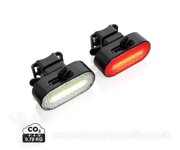 Sada USB dobíjateľných svetiel na bicykel Lumino z RCS ABS