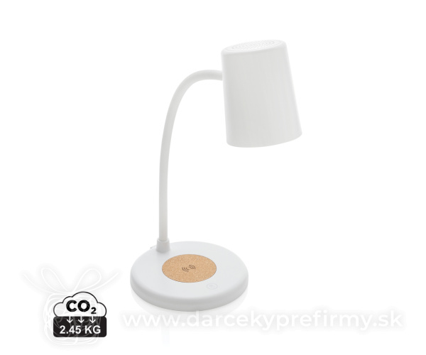 Stolná lampa Zenara s 15 W bezdr. nabíjaním z RCS plastu