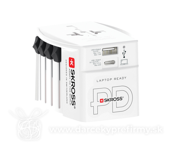 Cestovný adaptér SKROSS World MUV 65W PD s USB C káblom