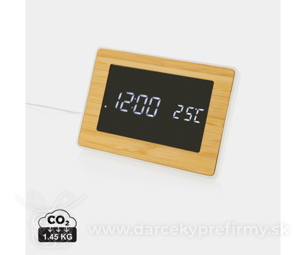 LED hodiny Utah z RCS rec. plastu a bambusu