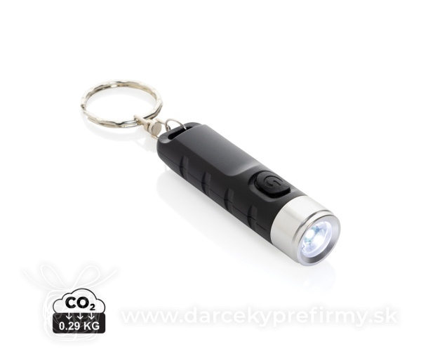 Kľúčenka s USB dobíjateľným svietidlom Globix z RCS plastu