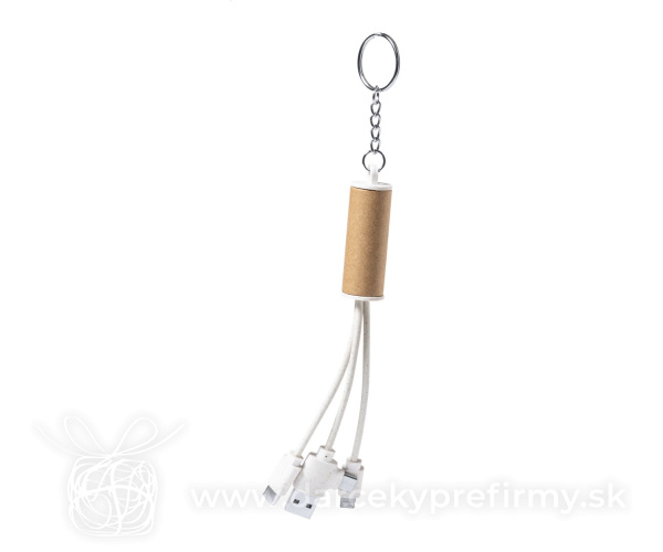 Paplen - prívesok na kľúče s USB nabíjacím káblom