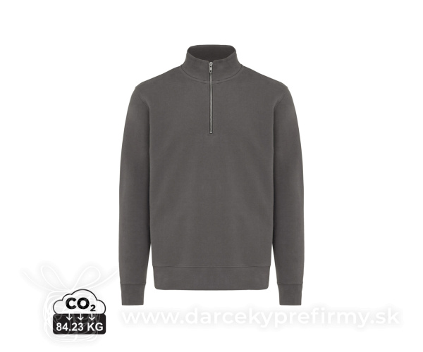 IQONIQ Elgon sveter s krátkym zipsom z recyklovanej bavlny