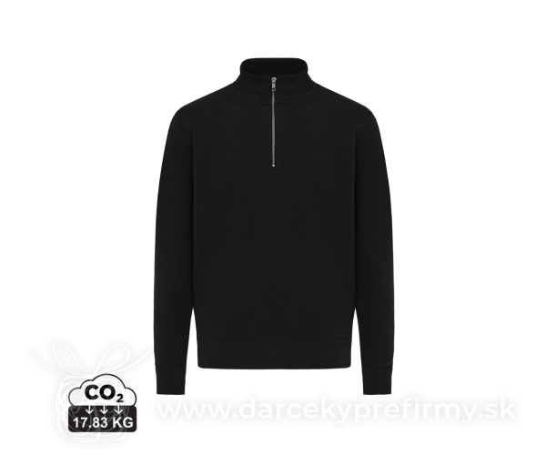 IQONIQ Elgon sveter s krátkym zipsom z recyklovanej bavlny