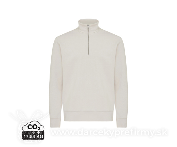 IQONIQ Elgon sveter s krátkym zipsom z recyklovanej bavlny