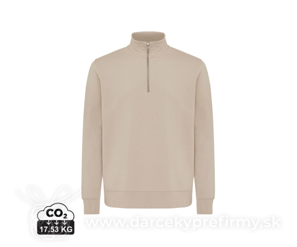 IQONIQ Elgon sveter s krátkym zipsom z recyklovanej bavlny