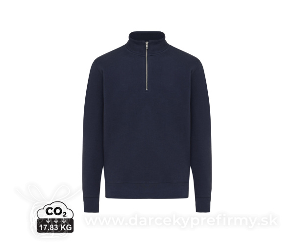 IQONIQ Elgon sveter s krátkym zipsom z recyklovanej bavlny