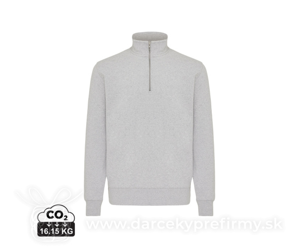 IQONIQ Elgon sveter s krátkym zipsom z recyklovanej bavlny