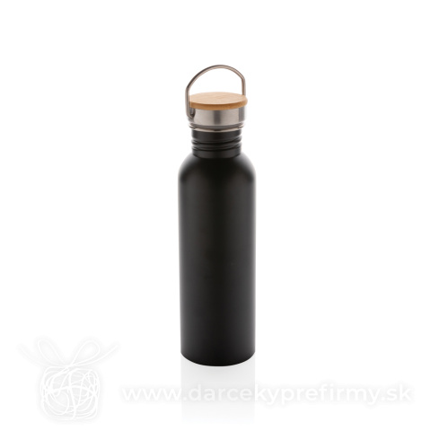 Obrázok produktu Moderná nerezová fľaša s bambusovým uzáverom