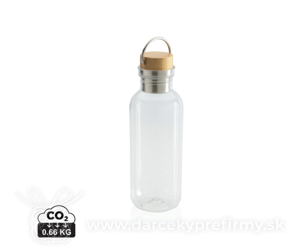 Fľaša na vodu z GRS RPET s bambusovým uzáverom a madlom