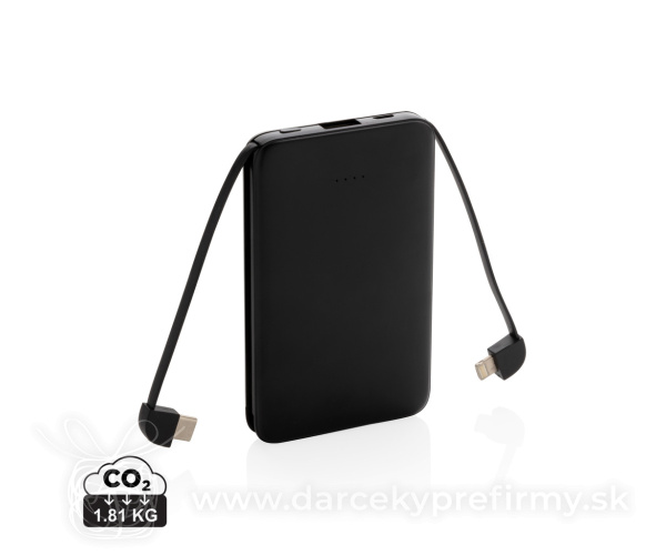 Vrecková powerbanka 5 000 mAh s integrovaným káblom