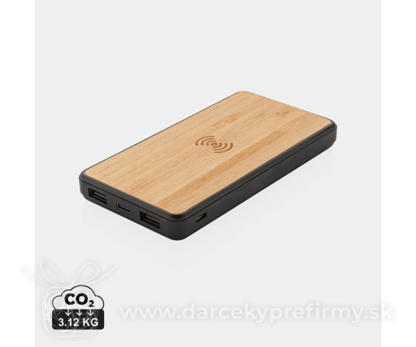 Bezdrôtová powerbanka 8 000 mAh z bambusu a RCS Rplastu
