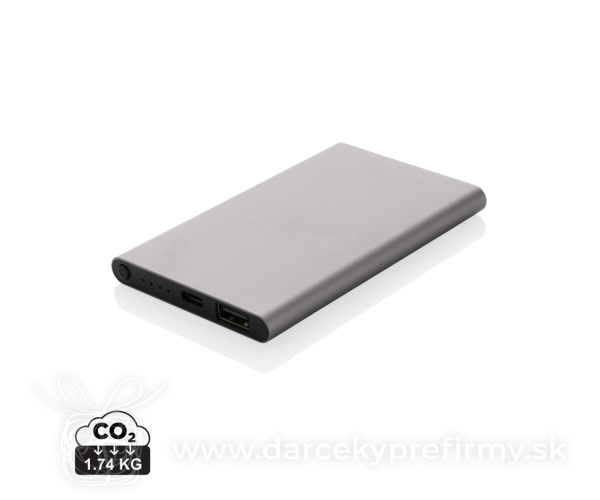 Powerbanka 4000mAh s USB C z RCS recykl. plastu a hliníka