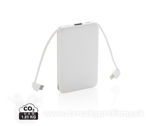 Vrecková powerbanka 5 000 mAh s integrovaným káblom