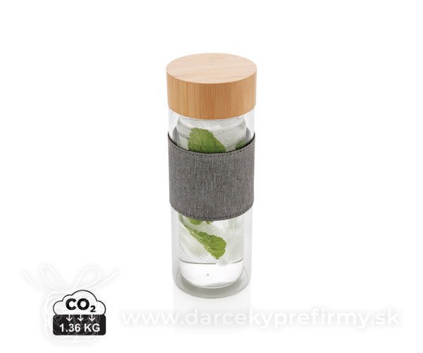 Dvojstenná sklenená fľaša s bambusovým uzáverom Impact