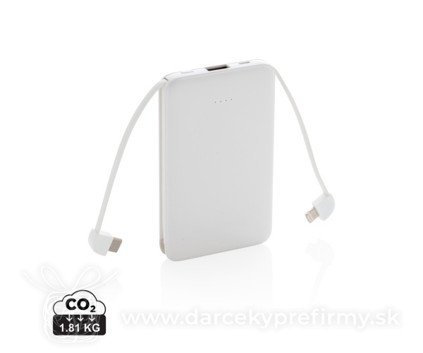 Vrecková powerbanka 5 000 mAh s integrovaným káblom