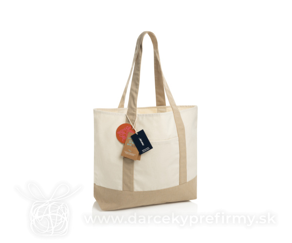 SHOP LOCAL AWARE™ recyklovaná bavlnená taška tote s gramážou