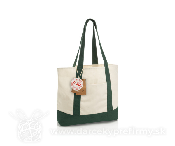 SHOP LOCAL AWARE™ recyklovaná bavlnená taška tote s gramážou