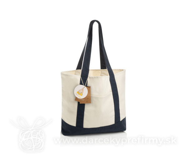 SHOP LOCAL AWARE™ recyklovaná bavlnená taška tote s gramážou