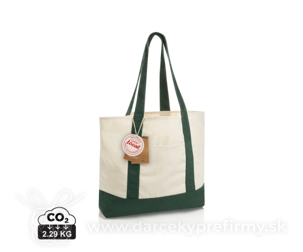 SHOP LOCAL AWARE™ recyklovaná bavlnená taška tote s gramážou