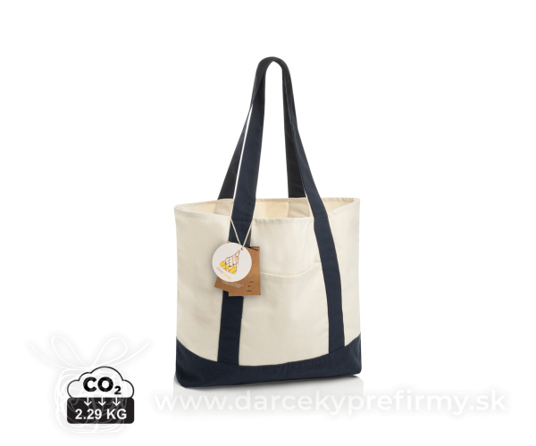 SHOP LOCAL AWARE™ recyklovaná bavlnená taška tote s gramážou
