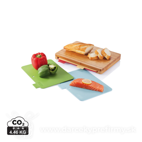 Obrázok produktu Bambusová doska so 4ks hygienických krájacích dosiek