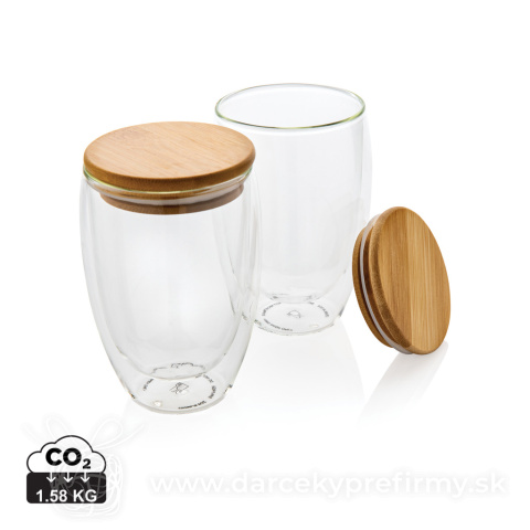 Obrázok produktu Poháre s bambusovým viečkom 2ks 350ml