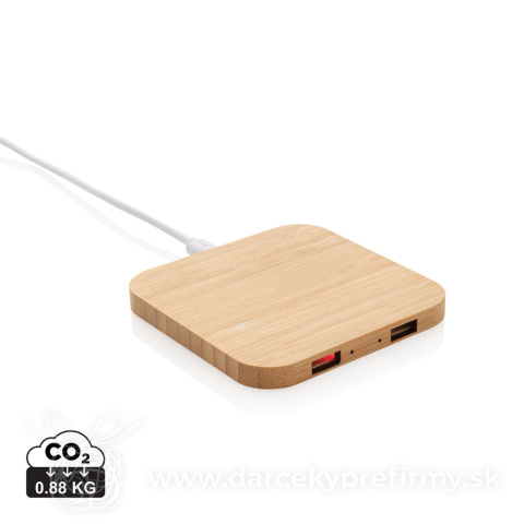 Obrázok produktu Bambusová bezdrôtová nabíjačka 5W s USB
