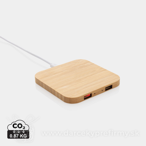 Obrázok produktu Bambusová bezdrôtová nabíjačka 10W s USB