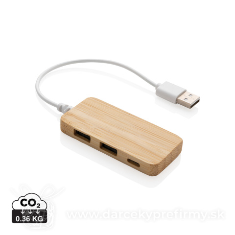 Obrázok produktu Bambusový USB hub s USB C
