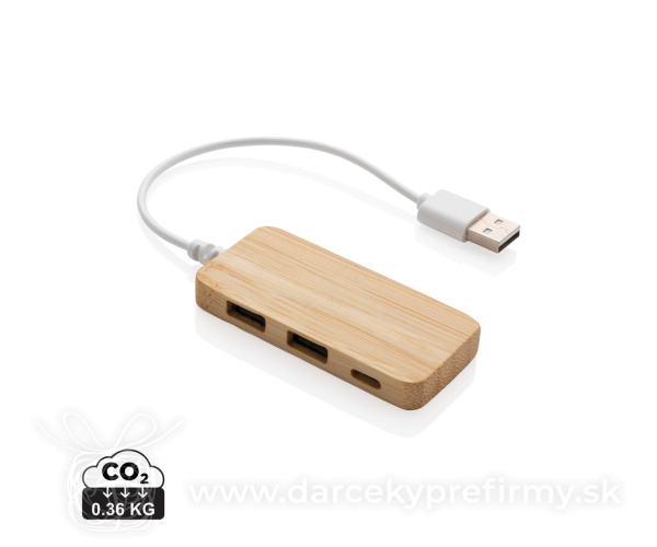 Bambusový USB hub s USB C