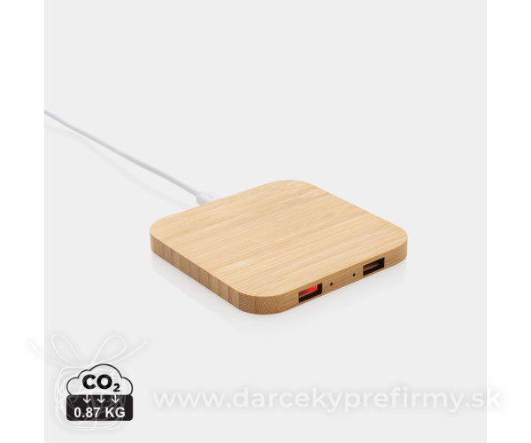 Bambusová bezdrôtová nabíjačka 10W s USB