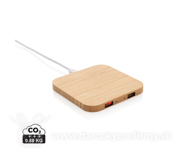 Bambusová bezdrôtová nabíjačka 5W s USB