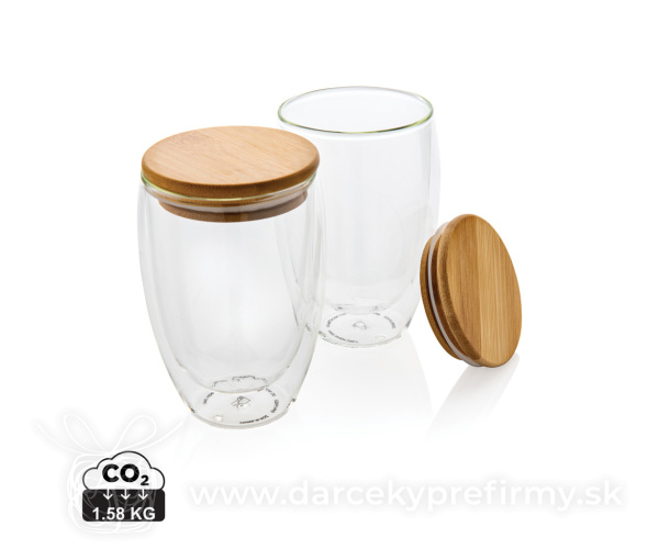 Poháre s bambusovým viečkom 2ks 350ml