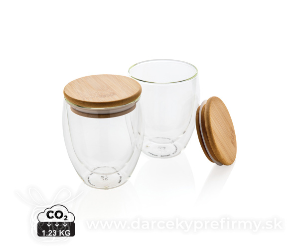 Poháre s bambusovým viečkom 2ks 250ml